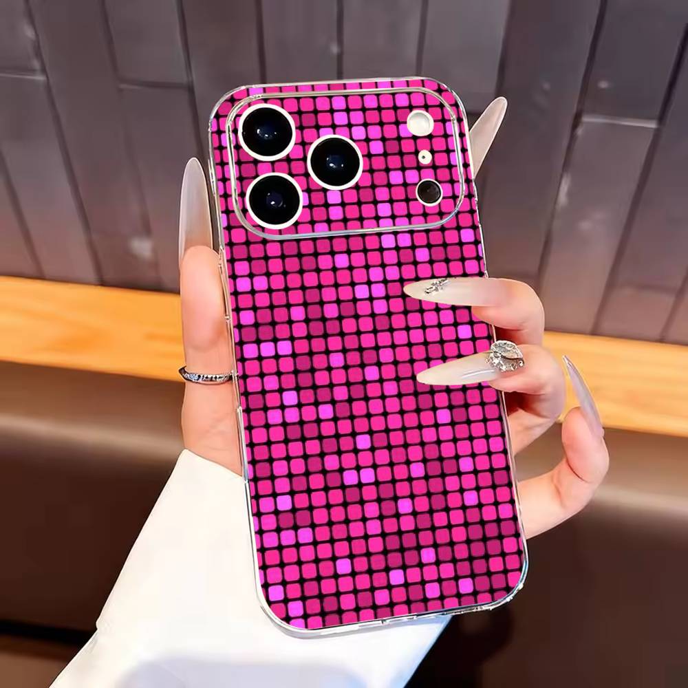Dazzling Pink GIRL G-Glitter Phone Case For iPhone17,16,15,14,13,12,11 Plus,Pro Max Soft Transparent Cover
