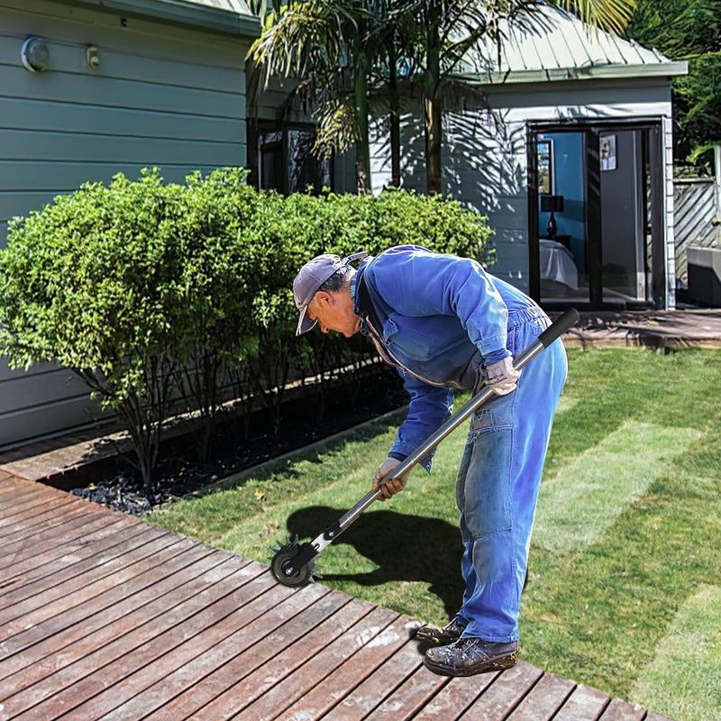 Manual Wheel Rotary Edger Lawn Edger Trimming Grass Weed Edger with Cushion Grip for Garden Sidewalks Driveways and Landscaping