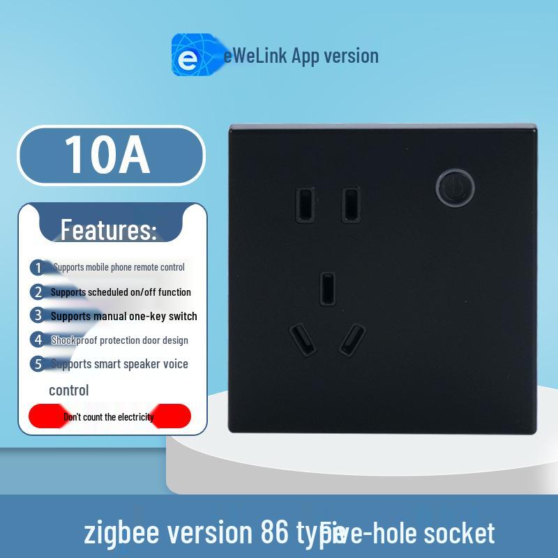 eWeLink Smart WiFi Wall Socket 86 Type 10A - Remote, Voice-Controlled App for Mobile