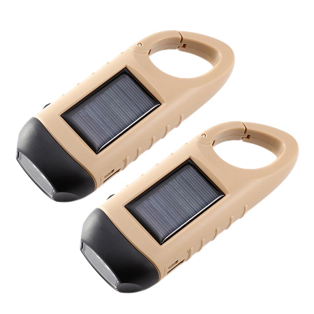 1/2pcs Solar Powered Flashlight USB Charging Hand-cranked Emergency Power Bank Clip Emergency Flashlight LED for Outdoor Camping