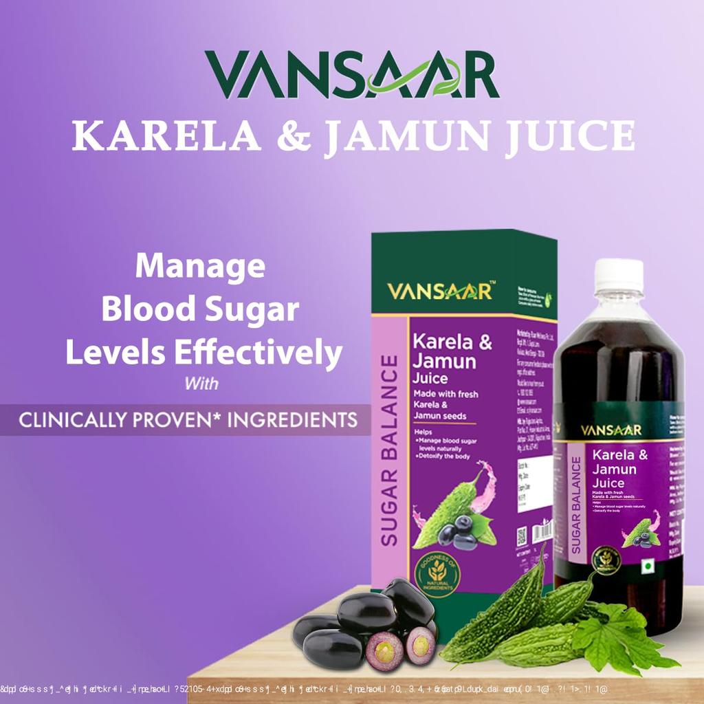 Vansaar Karela & Jamun Juice 1L Wellness Drink For Daily Balance, Metabolism Support, Natural Herbal Nutrition For Adults (Pack Of 1)