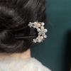 Black U-Shape Double Hairpin Handcrafted Hair Sticks for Women Traditional Chinese Hanfu Qipao Wedding Hair Accessories 15cm