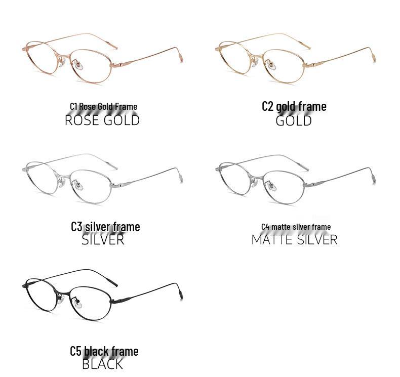 Pure Titanium Cat-Eye Eyeglass Frame 55 - Super Light, No-Makeup Style, Little Fox Design