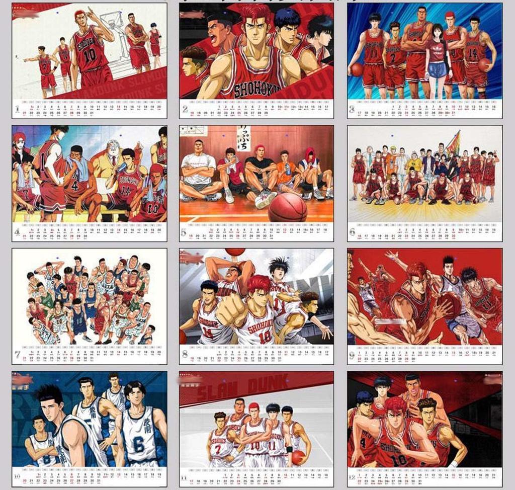 Slam Dunk Calendar 2024 Desk Calendar Featuring Hanamichi Kaede Takenori and Hisashi Print Calendar Popular Decorative Office Home Office Graduation