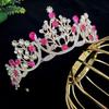 Super Fee Wie Neu Prinzessin Süße Braut Krone Roter Kopfschmuck, Kristall Toastkleid Haarschmuck Geburtstagsgeschenk