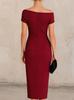2026 European & American One-Shoulder Waist-Cinched Pleated Slit Evening Gown for Banquets & Commutes