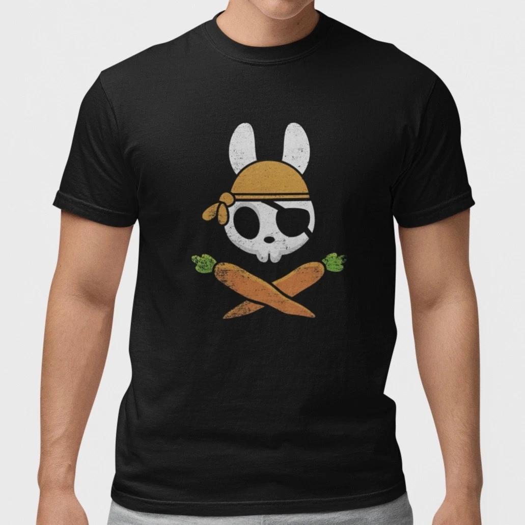 Cute Skull Carrot Bunny Pirate T Shirt Funny Goth Streetwear Graphic Tee Unisex XXXXL