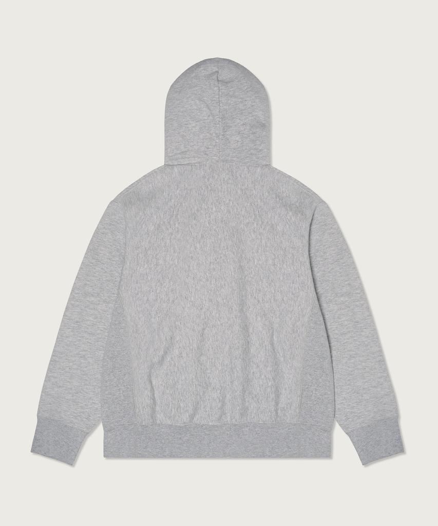 Reverse Weave Loose Fit College Hoodie Light Grey