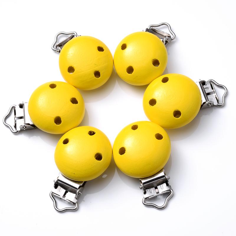 10Pcs 30mm Baby Wooden Pacifier Clips Round Wood Clip for Baby Pacifier Log Nipple Chain Holder Accessories BPA Free