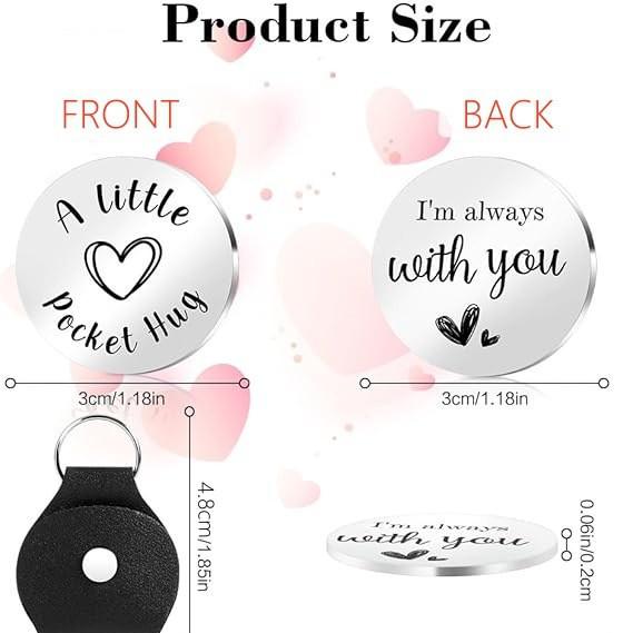 Pock Hug Leather Pocket Token & Stainless Steel Decision Coin Valentine's Day Gift for Lover