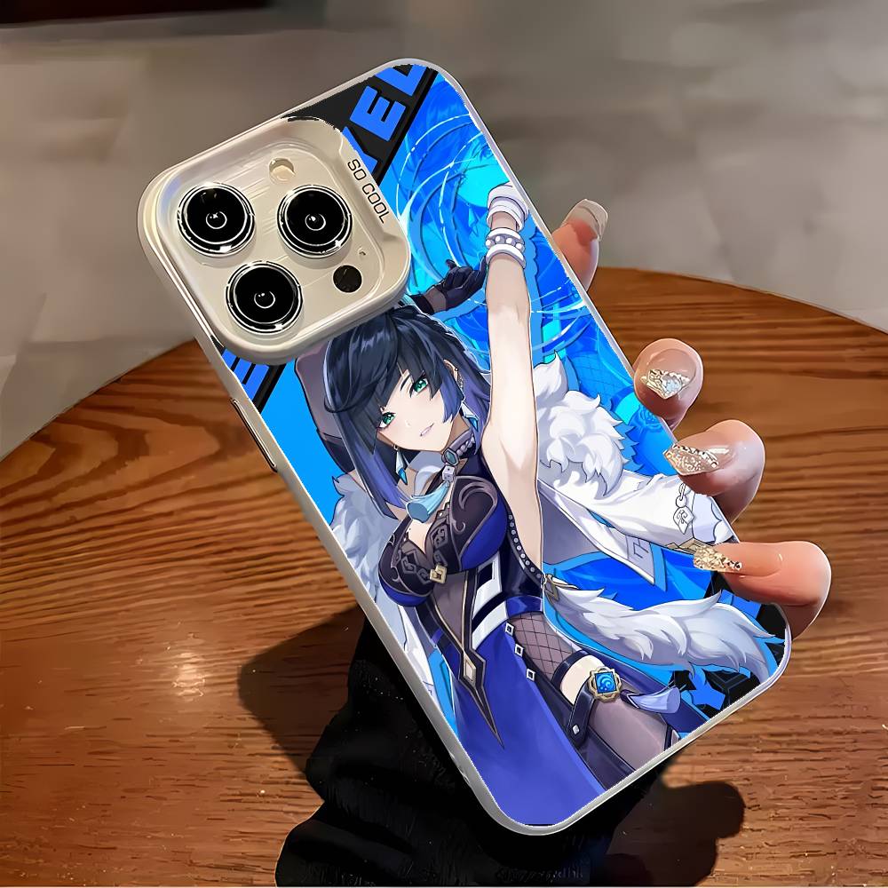 Yelan Genshin Impact Phone Case For IPhone 17 16 15 14 13 12 11 Plus Pro Max Multicolor Aurora Laser Shockproof Funda Cover