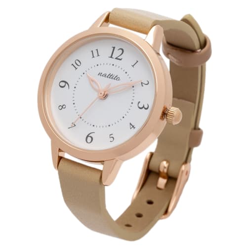 Fieldwork Women's Analog Watch with Leather Strap, Simple Color-Coordinated Loop, Beige, GY082-1