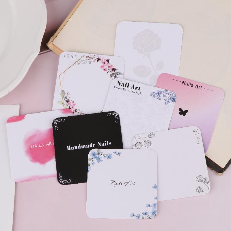 20 Sheets Press On Nail Bottom Flower Pattern Cardboard Photo Prop Handmade False Nail Art Tips Display Show Card Manicure Tools