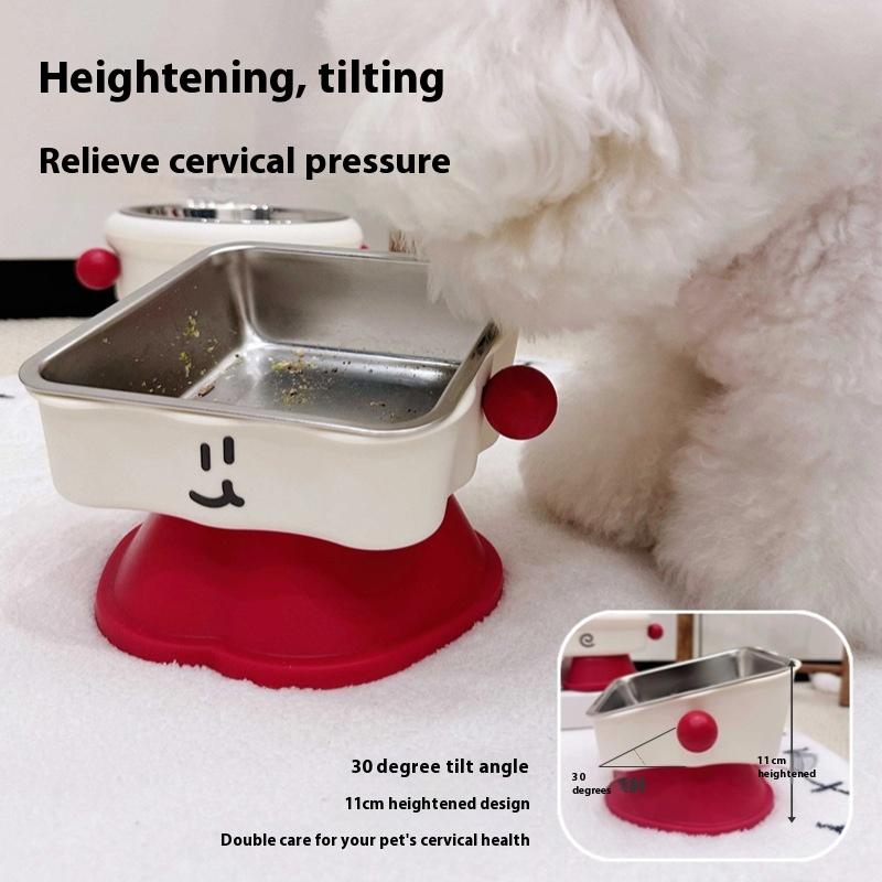 Haustier Hoher Fußnapf Nackenschutz Katze Hund Futter- und Wassernapf Hochbeinig Anti-Rutsch und Anti-Edelstahl Haustiernapf