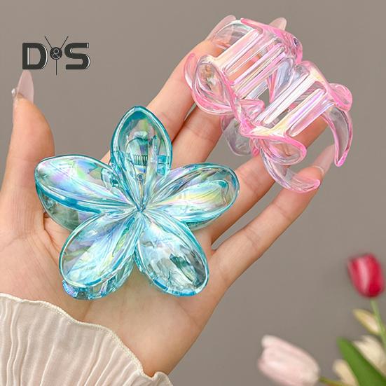 Women Hair Clip Transparent Gradient Color Back Head Hair Claw Strong Grip Shark Hair Accessories Daily Wear