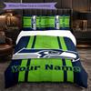 Seattle Seahawks Customized Name Text Bedding Set, 1 Duvet Cover & 2 Pillowcases Personalized Bedroom Gift