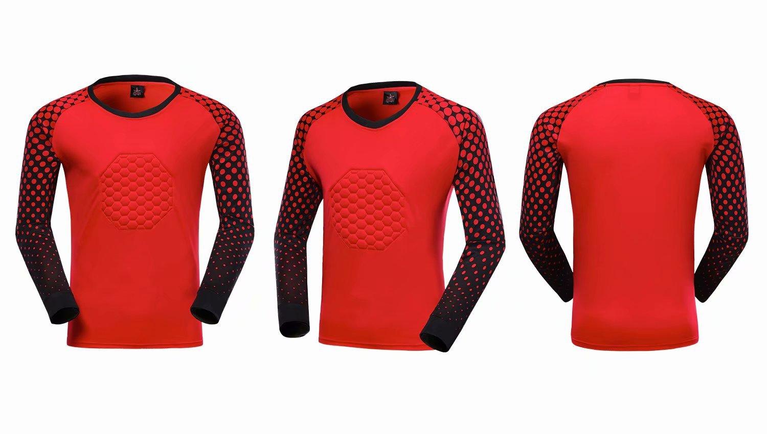 

New Adult Long Sleeve Goalkeeper Uniform Set Gantry Shirt Jersey Football Training Clothes S height 145-156 красный