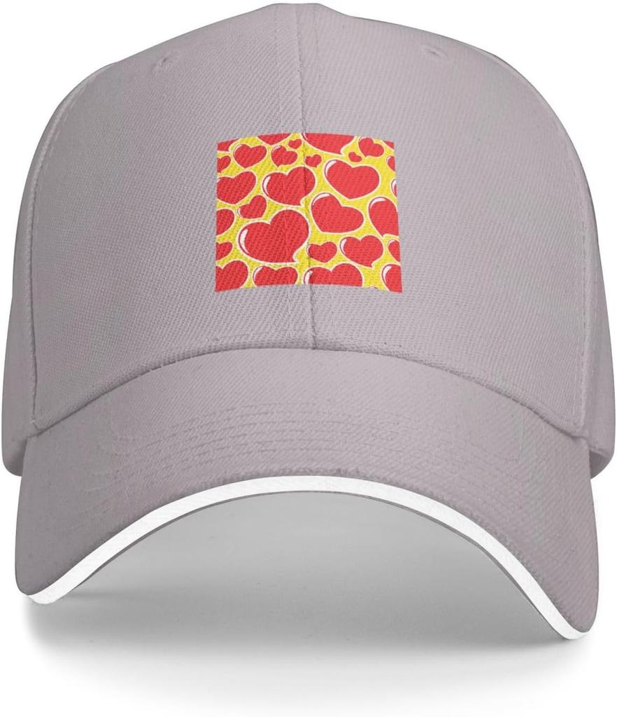Love Heart Seamless Pattern Baseball Cap Polyester Sun Protection Casual Adjustable Hats for Unisex