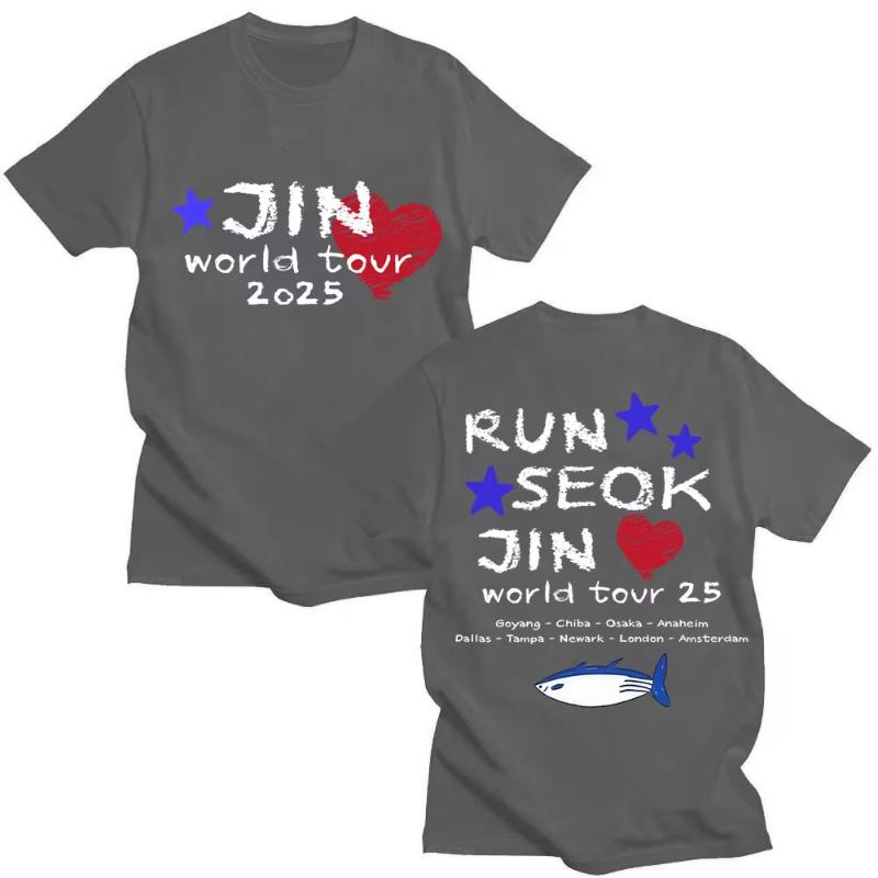 

Джин Супер Тунец Рыба RUNSEOKJIN EP ТУР 2025 Футболки K-pop Корейская Мода Ретро Футболка Мужчины Женщины Свободная Хлопковая Футболка Подарки для Фанатов 4XL