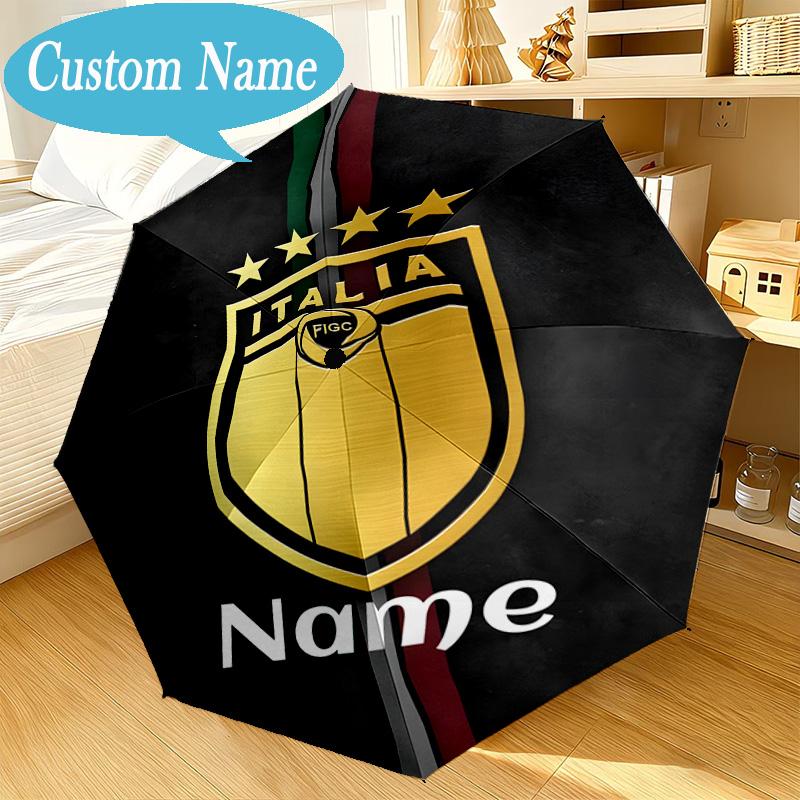 Custom Name Umbrella Italian Football Crest Umbrella 8-Frame for Travel, Camping, Casual Lightweight Portable, Essential for Family Gifts
