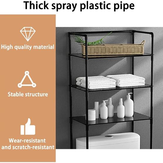 Over The Toilet Storage, 3-Tier Bathroom Storage Shelf, Bathroom Stand Organizer Versatile Rack Space-Saving, Easy Assembly, Black