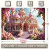 2D Pink Floral Princess Castle Backdrop, 2D Flat Banner for Girls Birthday & Themed Events