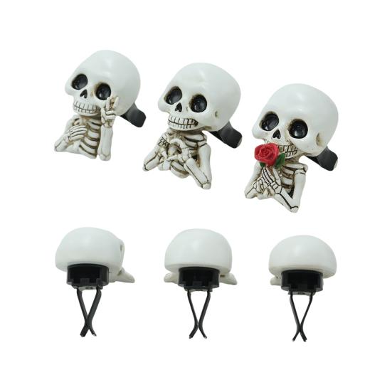 3Pcs Skull Car Air Fresheners Gothic Smiling Skull Car Vent Clip Auto Aromatherapy Diffuser Halloween Car Interior Decoration