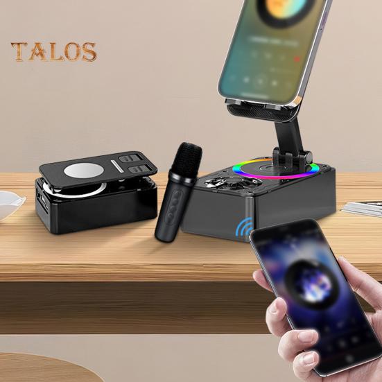 Držák mobilního telefonu 2 v 1 Přenosný reproduktor Stabilní připojení Dobíjecí držák pro reproduktor kompatibilní s Bluetooth se světlem