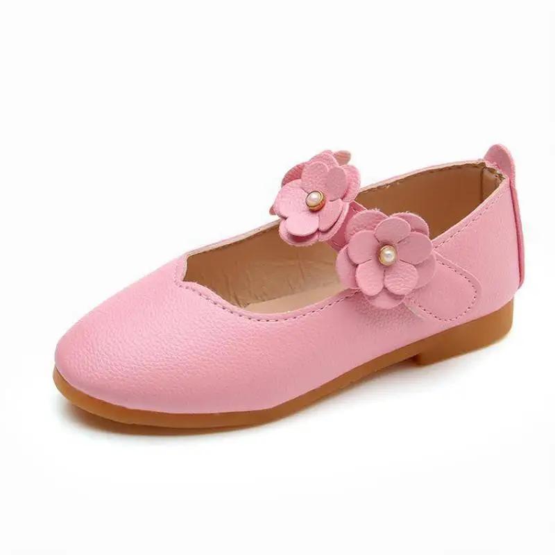 summer Girls Princess Leather Shoes For Children Dress Shoes Sandals Flowers Fashion White Wedding Kids School Flat Shoes