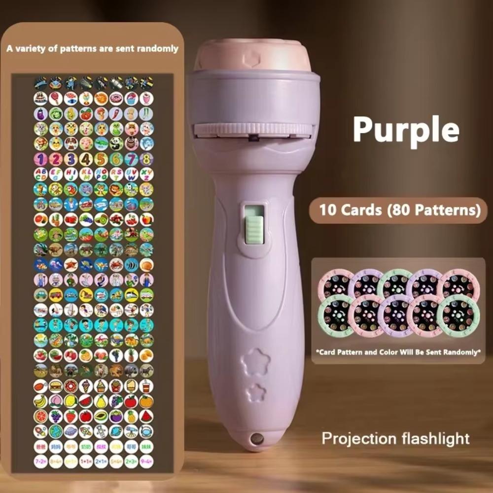Puzzle Design Projection Flashlight 80 Patterns Cartoon Projector Baby Development