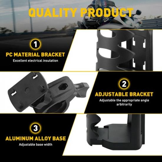 Motorcycle Handlebar Cup Holder Mount Beverage Water Drink Bottle For ATV Bike
