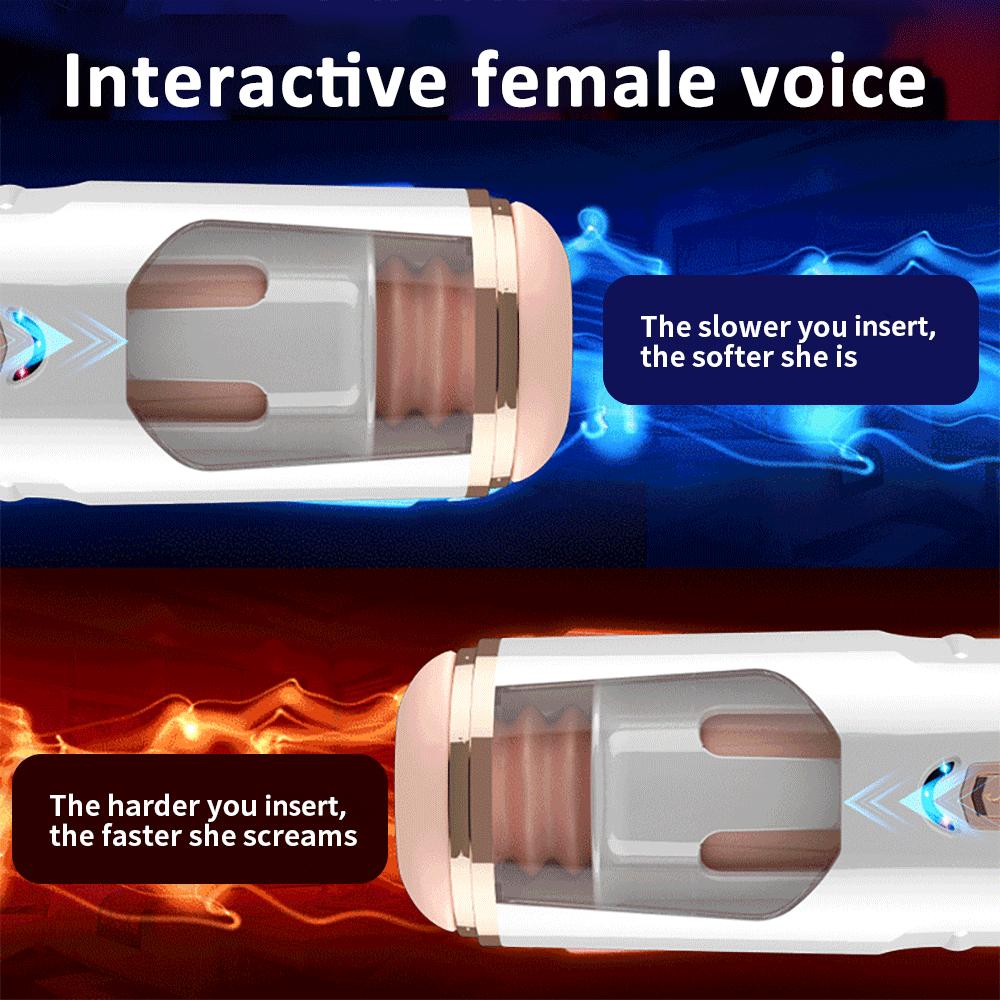 Nový automatický rotačný sexuálny prístroj vyhrievaný mužský masturbačný pohárik Silikónová vagína Real Pussy orálna vrecková hračka pre dospelých mužov na masturbáciu