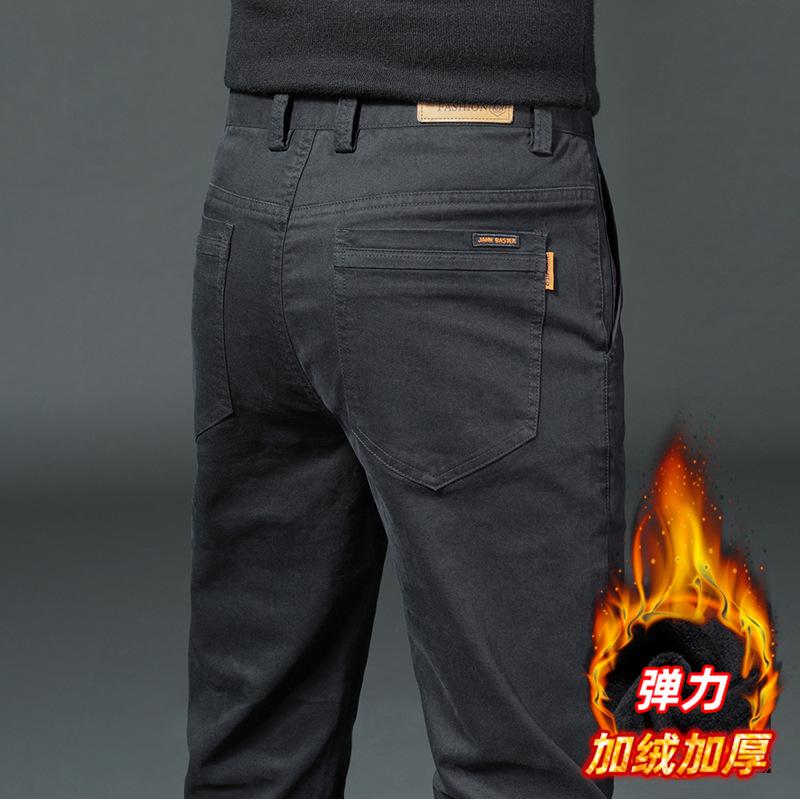 Herbst- und Winter Herren Plüsch Dick/Normal High-End Freizeithose Slim Fit Gerades Bein Business Elastisch Vielseitig Lange Hose für Herren