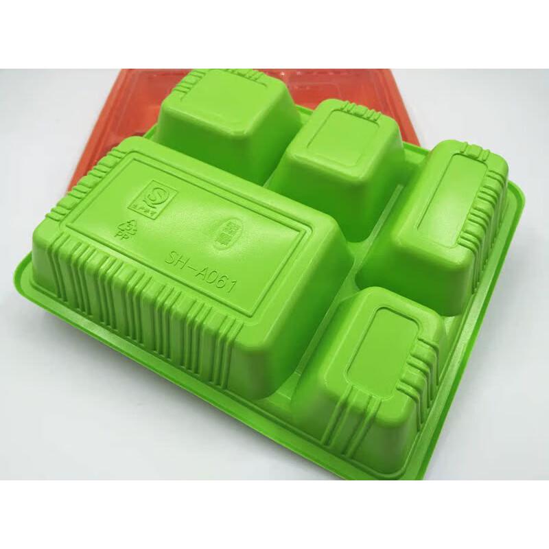 JINGRX Disposable Rectangular 5-Compartment Plastic Food Containers