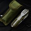 7 In 1 Multifunctional Stainless Steel Outdoor Picnic Tableware Foldable Fork Spoon Knife Camping Hiking Travelling Dinnerware