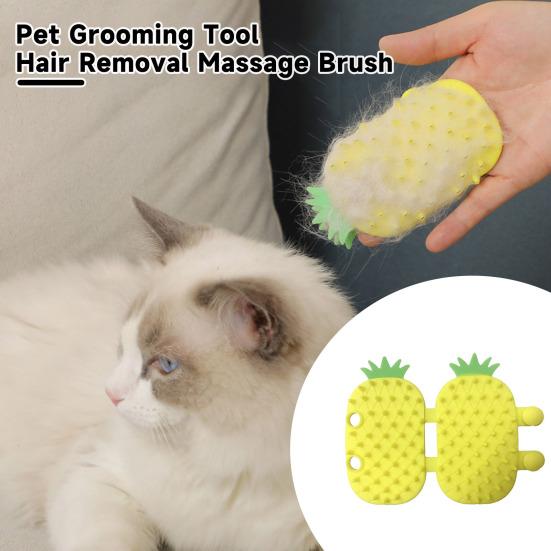 Cat Hair Removal Massage Brush Pineapple Cat Ear Shape Table Leg Scratching Tool Soft Double-Sided Comb for Dogs Cats Self Cleaning