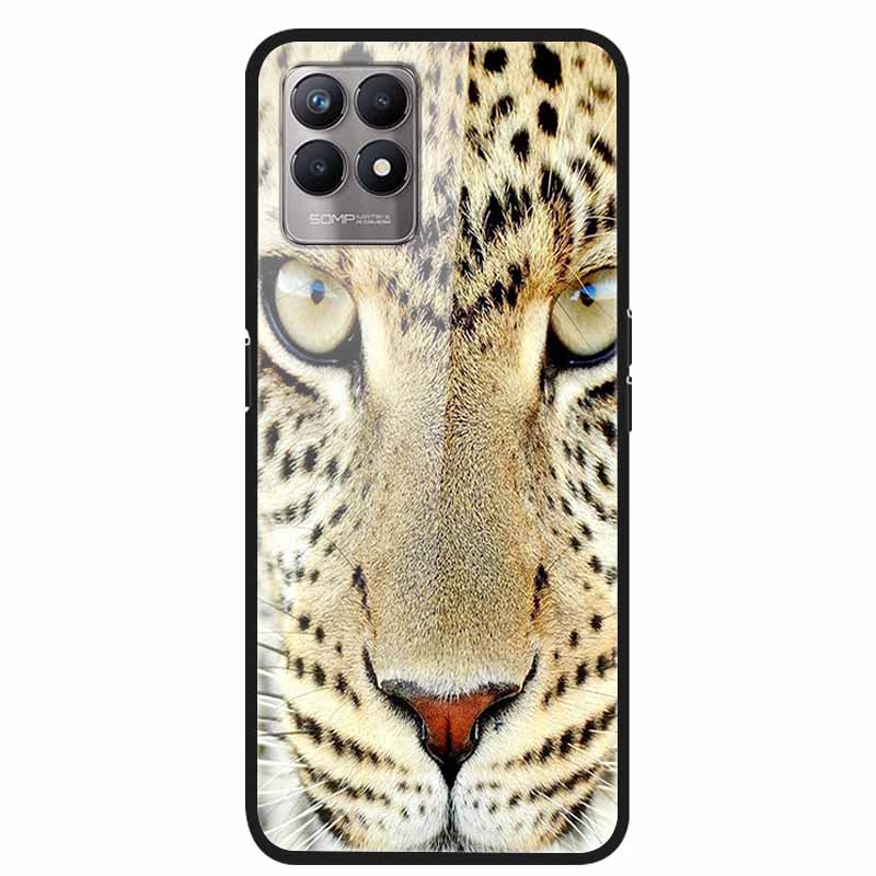 For Realme 8i Case Tempered Glass Hard Clear Phone Case For OPPO Realme 8i RMX3151 Realme 7 Pro Animals Wolf Shockproof Coque
