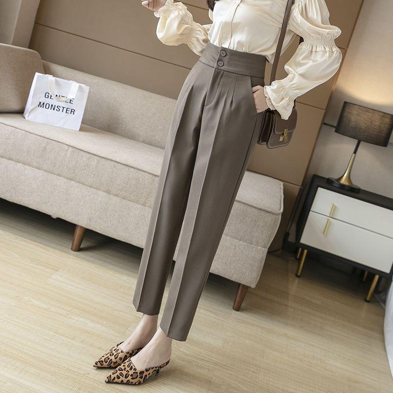 Women's High Waist Slimming Drapey Cropped Pants for Spring/Autumn