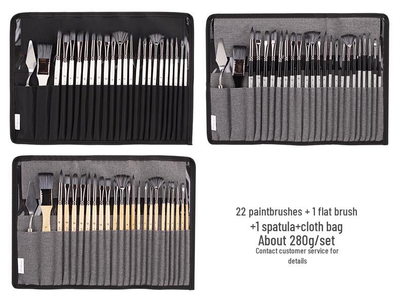 Paul Gauguin 24-Piece Paint Brush Set for Fine Art - Nylon Brushes for Watercolor, Acrylic & Oil Painting