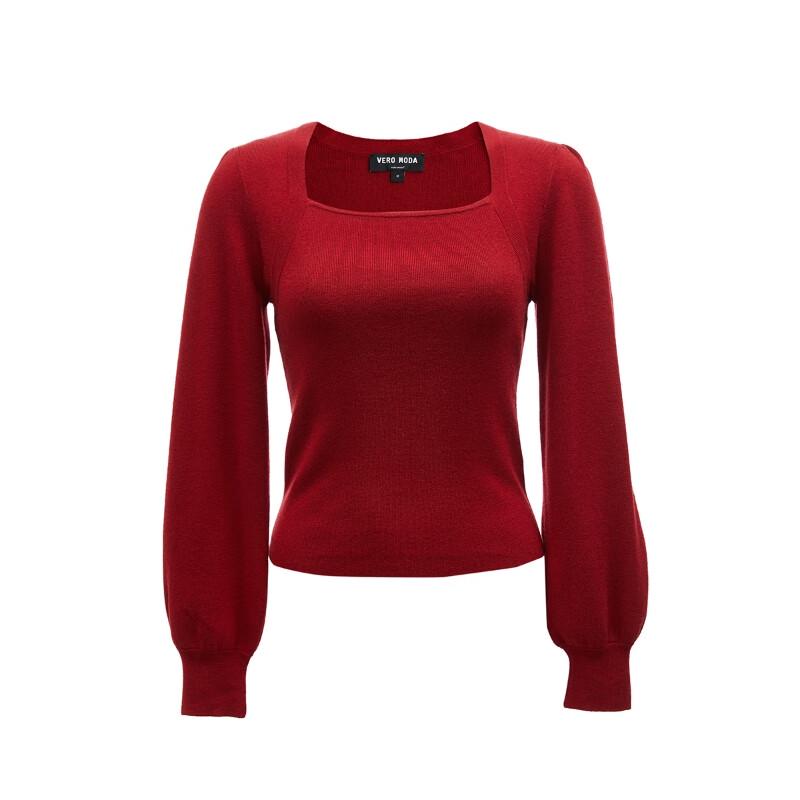 Veromoda Square Neck Lantern Sleeve Knit Top