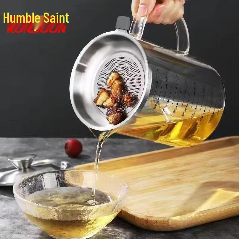 High Borosilicate Glass Oil Filter Pot 1.5L (2-Pack)