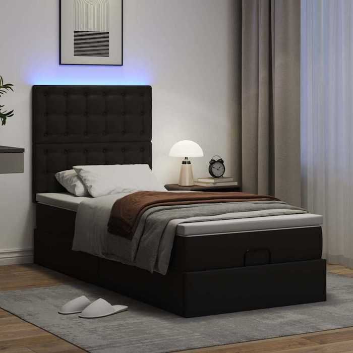 VidaXL Ottoman Bed Frame with Mattress Black 80x200 Cm Faux Leather 3313820