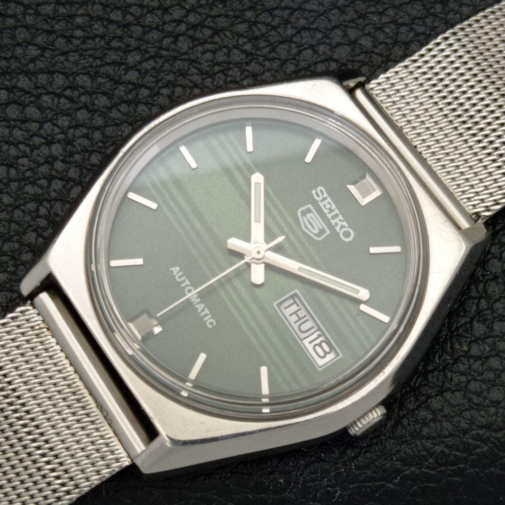 JAPAN VINTAGE SEIKO 5 AUTOMATIC 6309A MENS GREEN COLOR DIAL WATCH a500802-5 R154-a500802