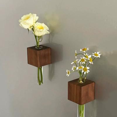 Magnetic Refrigerator Vases Magnets Fridge Arrange Glass Flower Decor Wood Door Flower Bud Decor