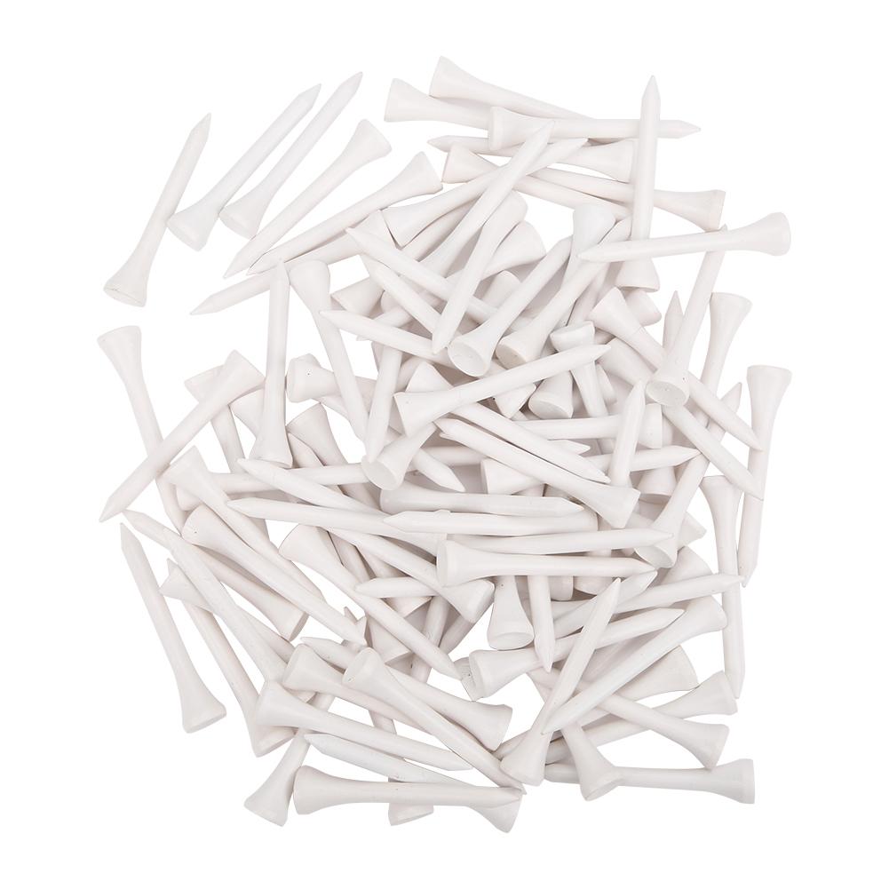 100Pcs Portable Wooden Wood Golf Ball Tees 54mm for Training Practicing White