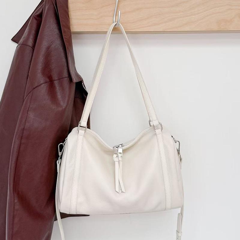 Top Layer Cowhide Large Capacity Underarm Bag for Women 2025 New Lazy Style Genuine Leather Tote Bag Fashion Simple Shoulder Bag