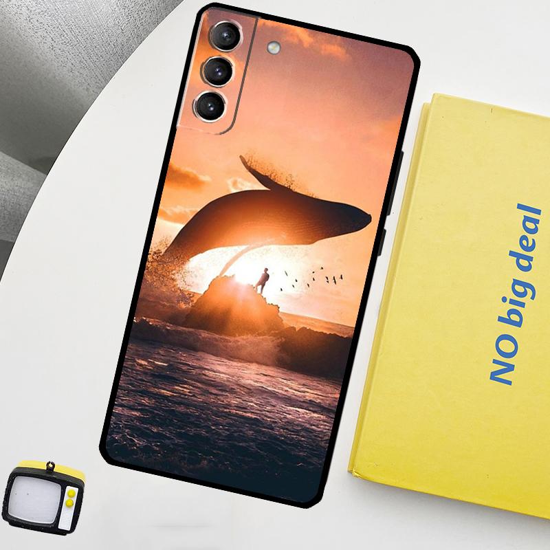 Flying Whale Magical Phone Case For Samsung Galaxy S25 Ultra S20 S21 S22 S23 Plus S9 S10 S25 FE S24 Ultra Cover