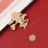 Student Gift Chinese style Retro Metal Tassel Painted Pagination Mark Brass Bookmark Book Clip