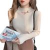 Women's Versatile Solid Color Knit Pullover Sweater - Slimming Design for Autumn/Winter Fashion
