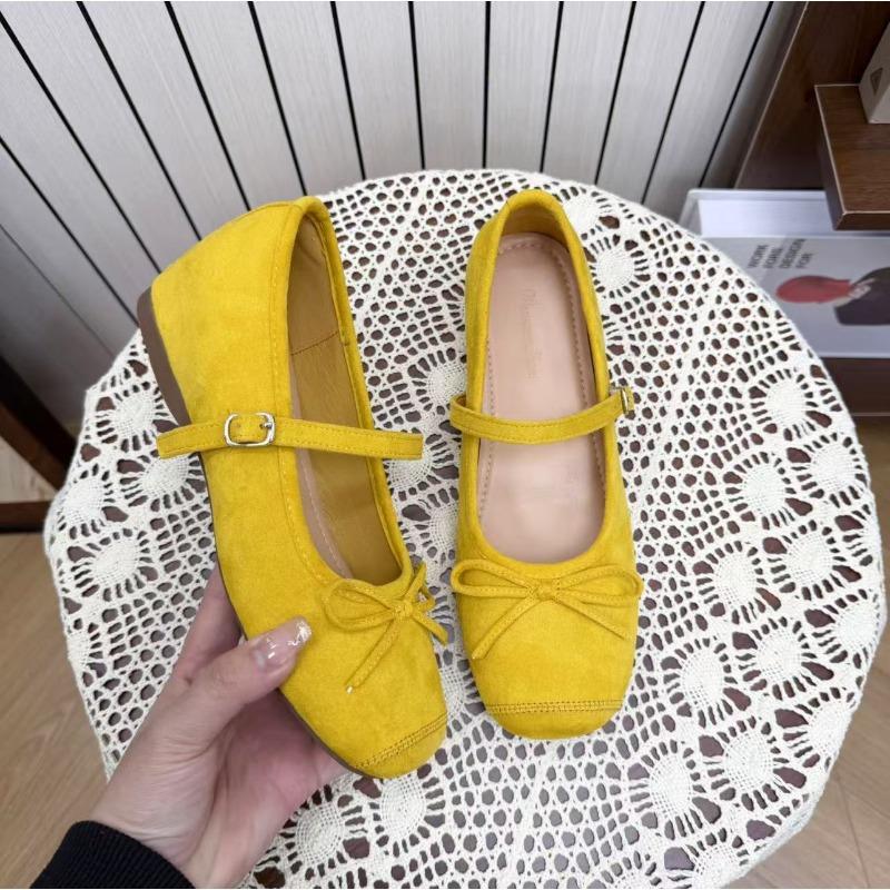Small Inner Height Increase Shallow Mouth Single Shoes New with Skirt Gentle Flat Ballet Shoes